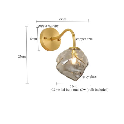DecorBites™ Grey Glass LED Wall Lamp for Home Decor and Lighting