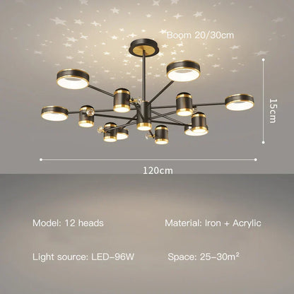 DecorBites™ LED Chandelier: Modern Smart Remote Ceiling Light for Living Room Bedroom Dining Kitchen