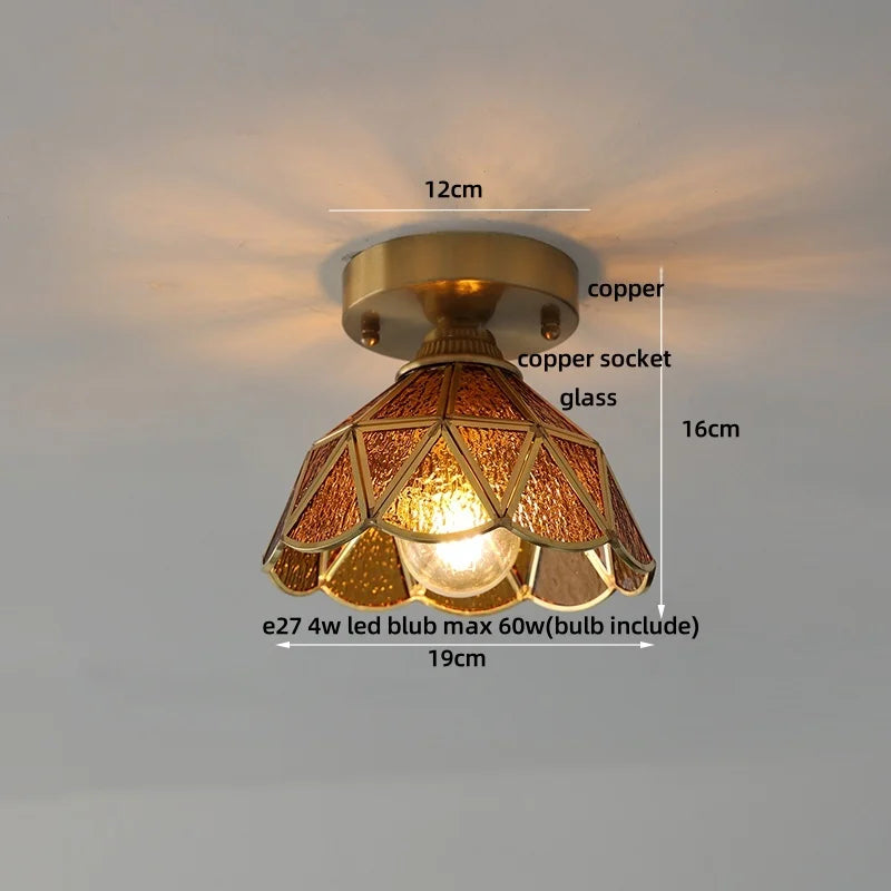DecorBites™ Blue Flower Glass LED Ceiling Light | Nordic Modern Flush Mount Lamp