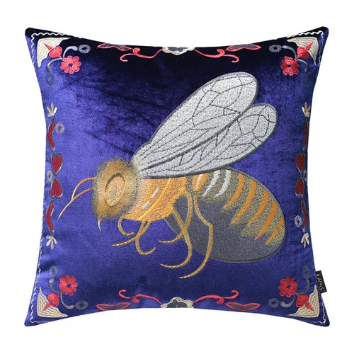 DecorBites™ Bee Embroidery Cushion Cover - Exquisite Animal Design for Sofa Decor