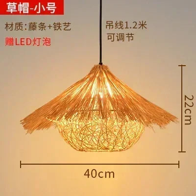 DecorBites™ Bamboo Weave Pendant Lamp 30cm - Chinese Style Decor Lighting Fixtures