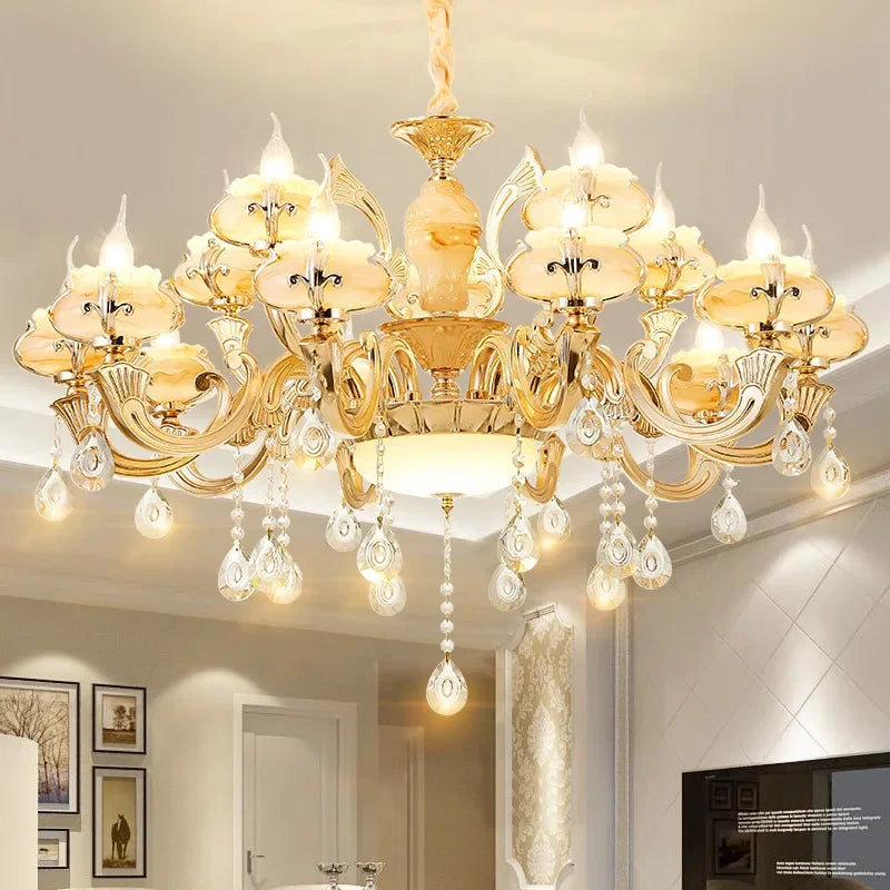 DecorBites™ 6-Light LED Dolomite Chandelier for Foyer, Living Room, Kitchen - Modern Ceiling Lighting