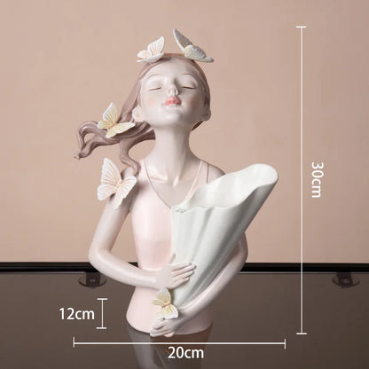 DecorBites™ Butterfly Girl Sculpture Vase Set - Modern Decorative Resin Flower Ornaments