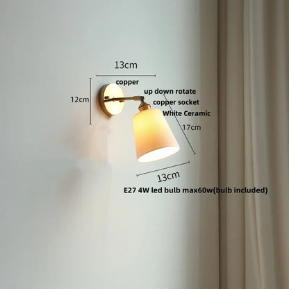 DecorBites™ Ceramic LED Wall Lights | Pull Chain Switch | Bedroom Mirror Fixture