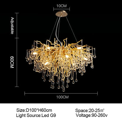 ™ Gold Crystal Ceiling Chandelier for Elegant Home Lighting