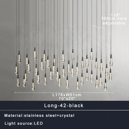 DecorBites™ Crystal Water-drop Chandelier Light Fixture - Luxury Stairwell Decor