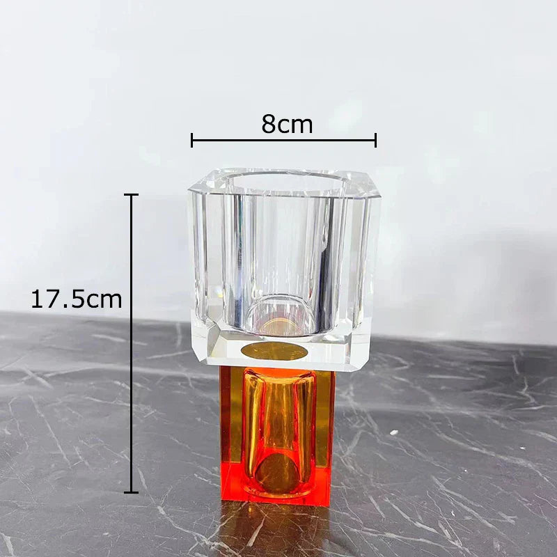 DecorBites™ Crystal Glass Vase with Artificial Flowers, Modern Home Decor