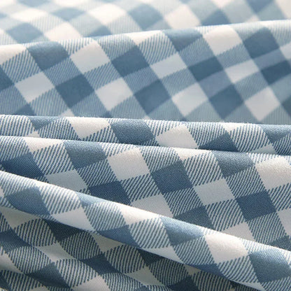 ™ Japanese Grid Printed Cotton Bedding Set in Queen/King for Cozy Sleep