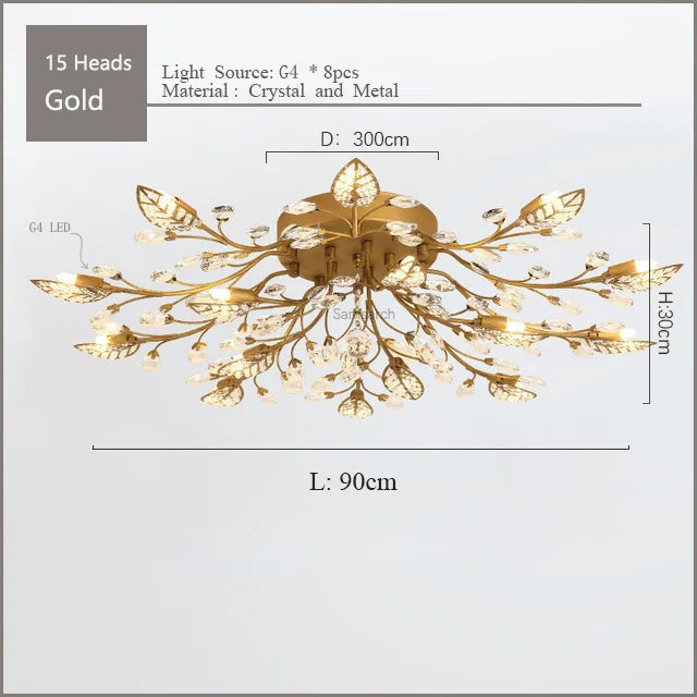 DecorBites™ Crystal Ceiling Chandelier LED Fixture Lights for Living Room Bedroom by Samsarah Lighting