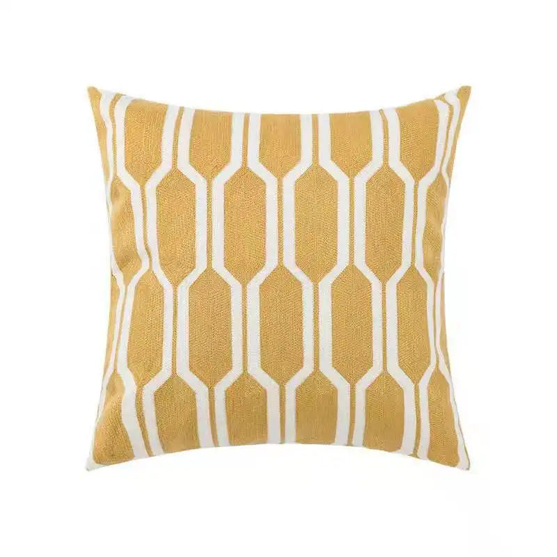 DecorBites™ Daisy Home Floral Geometric Embroidery Pillow Cover 45x45cm/30x50cm Yellow Blue