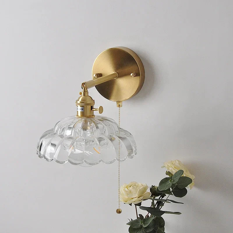 DecorBites™ LED Glass Wall Lights Pull Chain Switch | Nordic Modern Design Bedside Lamp