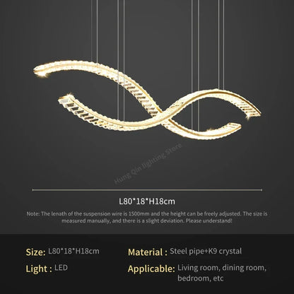 DecorBites™ Crystal Chandelier Pendant Lamp Hanging Light for Living Room