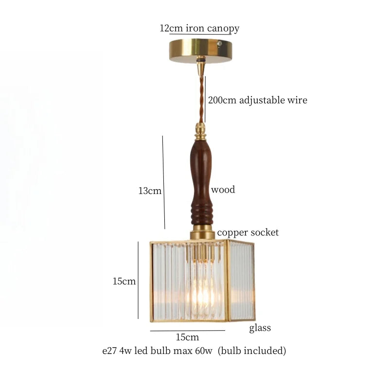 DecorBites™ Brass Amber Glass LED Pendant Light for Restaurant Bedside Kitchen Loft Bar