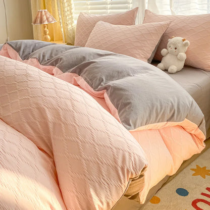 DecorBites™ Fresh Bubble Yarn Fabric Bedding Set - Soft, Breathable Duvet Cover with Sheet
