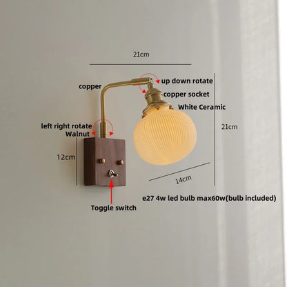 DecorBites™ Ceramic LED Wall Light Fixture Reading Coffee Nordic Modern Rotatable Bedside Lamp