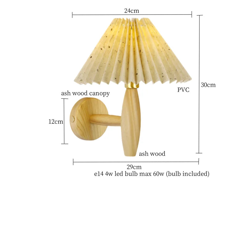 DecorBites™ Cream PVC LED Wall Lamps Japanese Walnut Wood Applique Murale