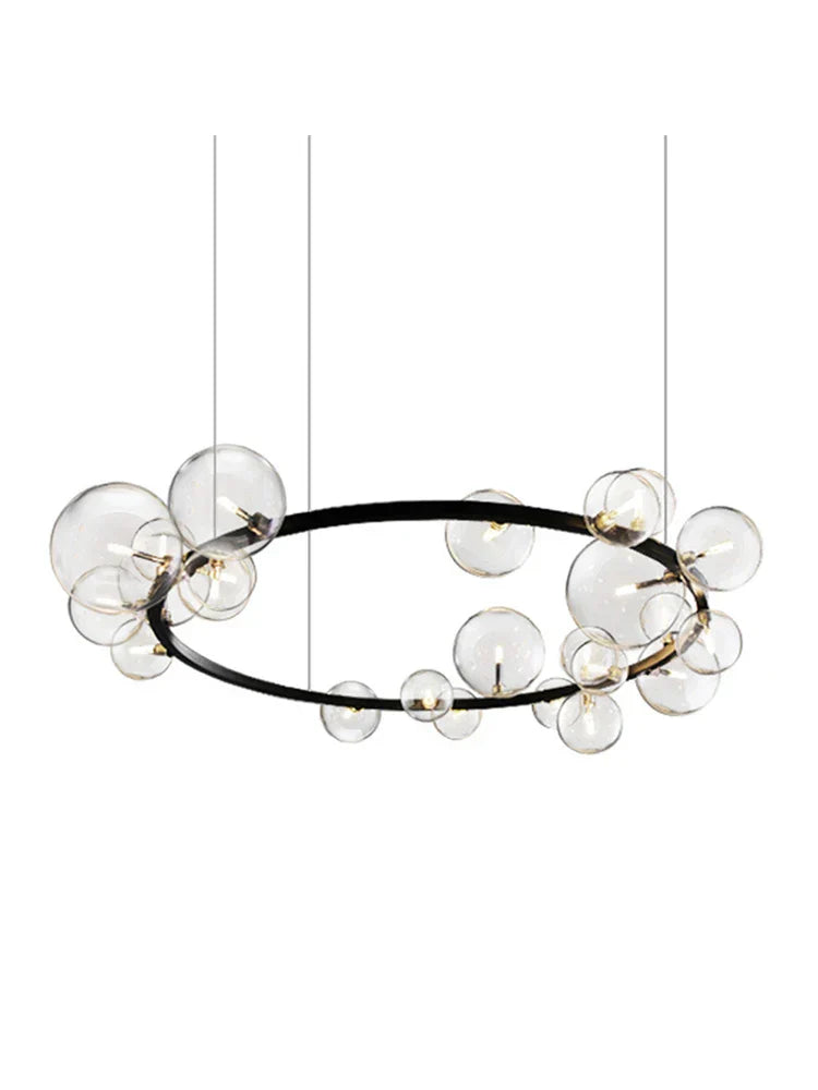 DecorBites™ Black Postmodern Bubble Glass Chandelier with Multi Clear Balls