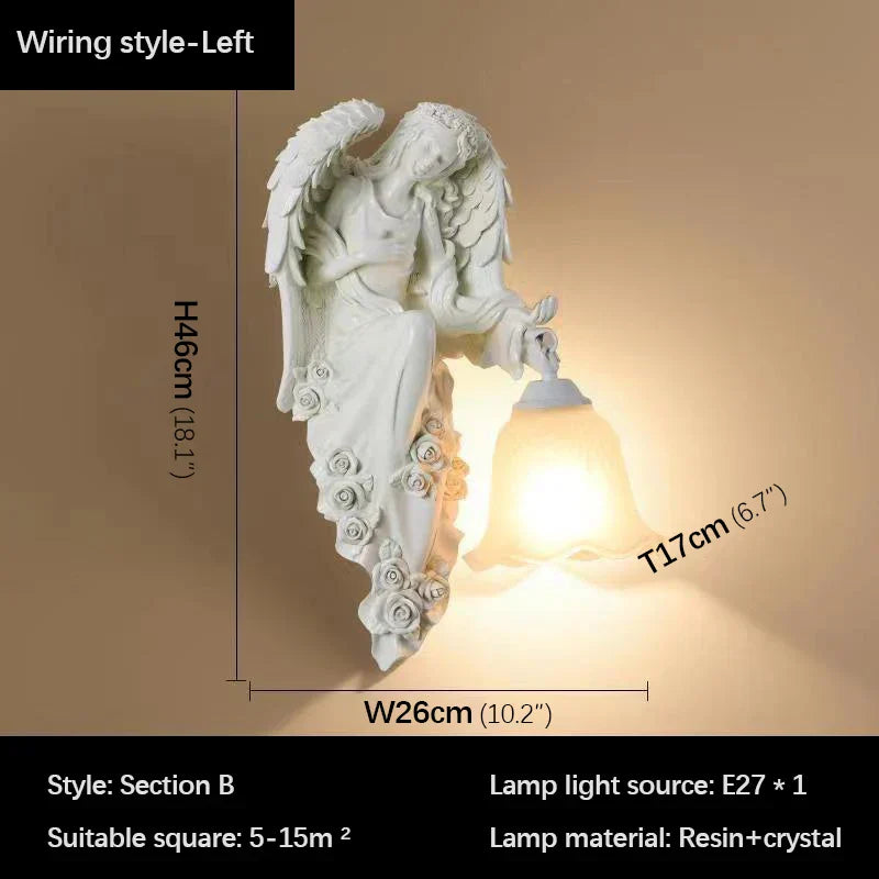 DecorBites™ Angel Indoor Wall Light LED Gold Resin Sconce for Home Decor