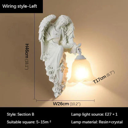 DecorBites™ Angel Indoor Wall Light LED Gold Resin Sconce for Home Decor