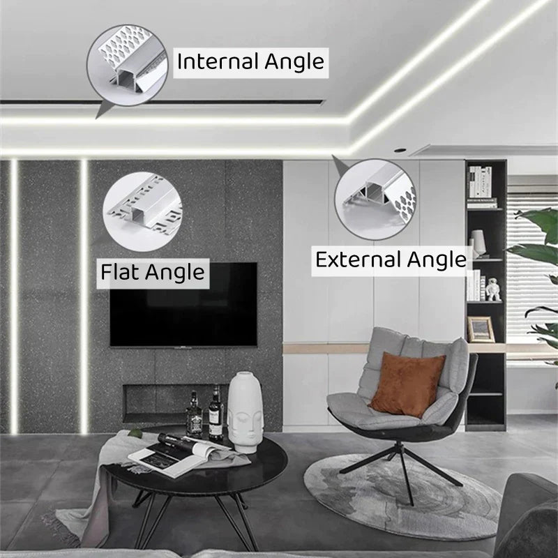 DecorBites™ Black LED Aluminum Profile for Invisible Ceiling Light Strip Bar