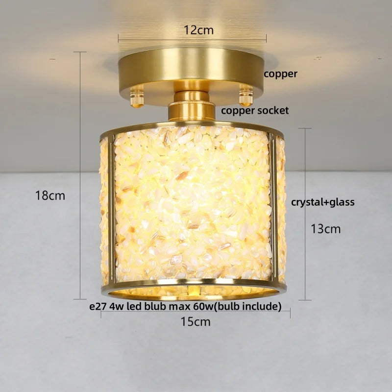 DecorBites™ Copper Canopy LED Ceiling Light Glass Crystal Nordic Modern Decor for Home
