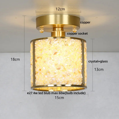 DecorBites™ Copper Canopy LED Ceiling Light Glass Crystal Nordic Modern Decor for Home