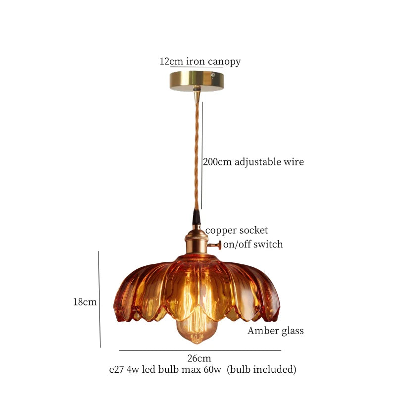 DecorBites™ Brass Glass Lotus Leaf LED Pendant Lamp: Nordic Minimalism for Living, Dining, Bedroom