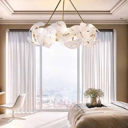 DecorBites™ LED Glass Petal Chandeliers: Luxury Modern Hanging Lamps for Dining Table