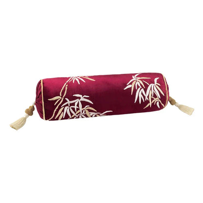 DecorBites™ Lucky Rabbit Pine Forests Embroidery Silk Velvet Pillowcase with Tassels