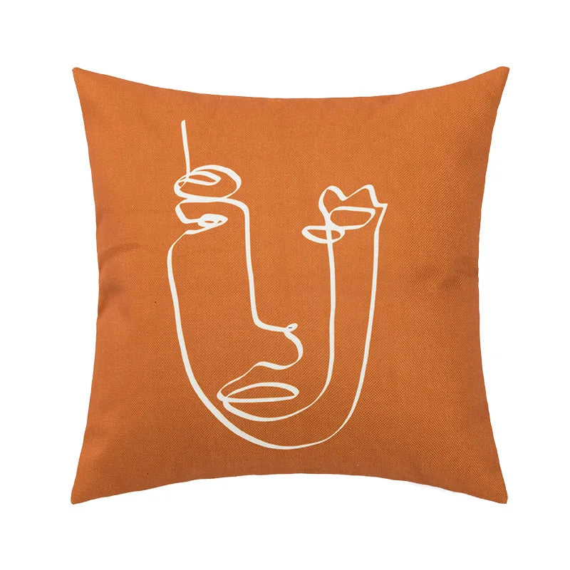 DecorBites™ Abstract Geometric Print Cotton Linen Pillow Cover Nordic Style Decor Pillowcase