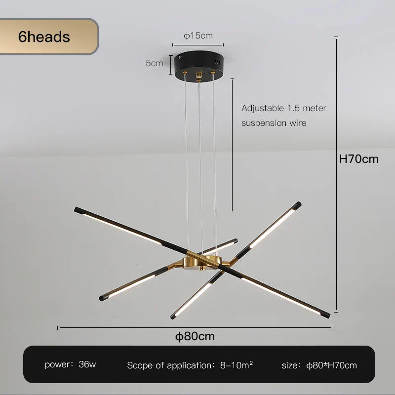 ™ Gold LED Ceiling Chandelier for Living Room Bedroom Kitchen - Dimmable Pendant Light