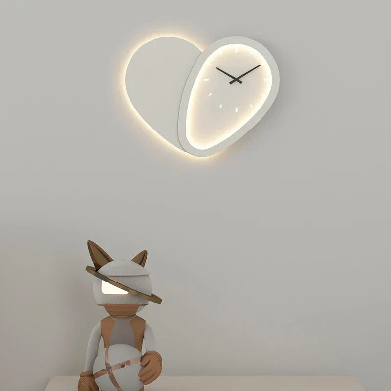 DecorBites™ Love Shaped Clock Wall Lamp Sconce Dimmable Indoor Bedroom Lighting
