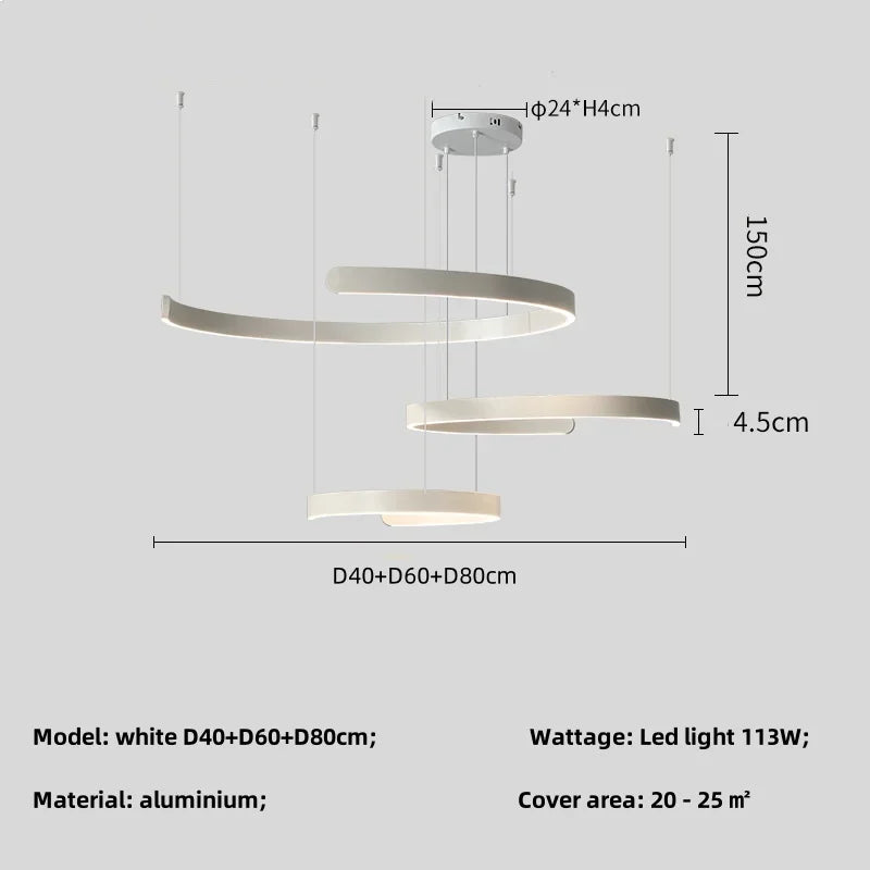 DecorBites™ Black LED Chandelier Pendant Light for Foyer Stairs Bar, Minimalist Indoor Hanging Lamp