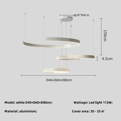 DecorBites™ Black LED Chandelier Pendant Light for Foyer Stairs Bar, Minimalist Indoor Hanging Lamp