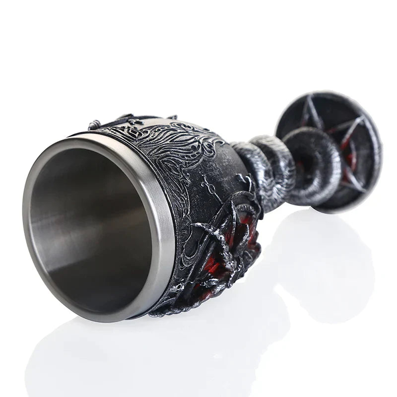 DecorBites™ Baphomet Wine Glass Horn Cocktail Stainless Steel Goblet Whiskey Cup Bar Drinkware