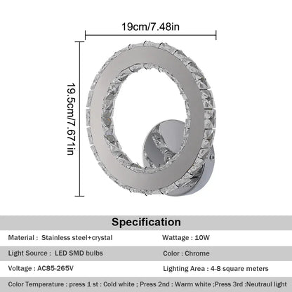 DecorBites™ Crystal Led Wall Sconce | Modern Minimalist Living Room Lighting