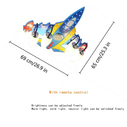 DecorBites™ Airplane Kids LED Chandelier: Eye-Friendly Baby Boy Room Lighting for Environmental Decor.