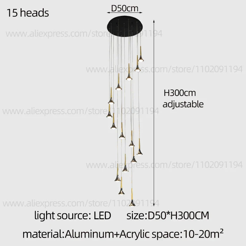 DecorBites™ Contemporary Horn Chandelier: Restaurant & Living Room Ceiling Pendant Lighting