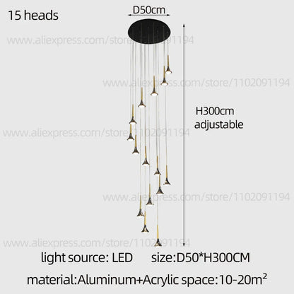 DecorBites™ Contemporary Horn Chandelier: Restaurant & Living Room Ceiling Pendant Lighting