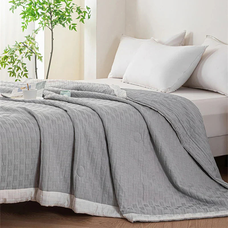 DecorBites™ Knitted Waffle Summer Quilt: Soft, Breathable, Cooling, Machine Washable, Thin & Skin-friendly
