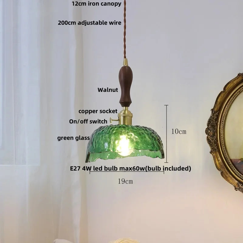 DecorBites™ Ceramic Knob Switch LED Pendant Lamp, Nordic Walnut Wood Hanging Light Fixtures for Living Room
