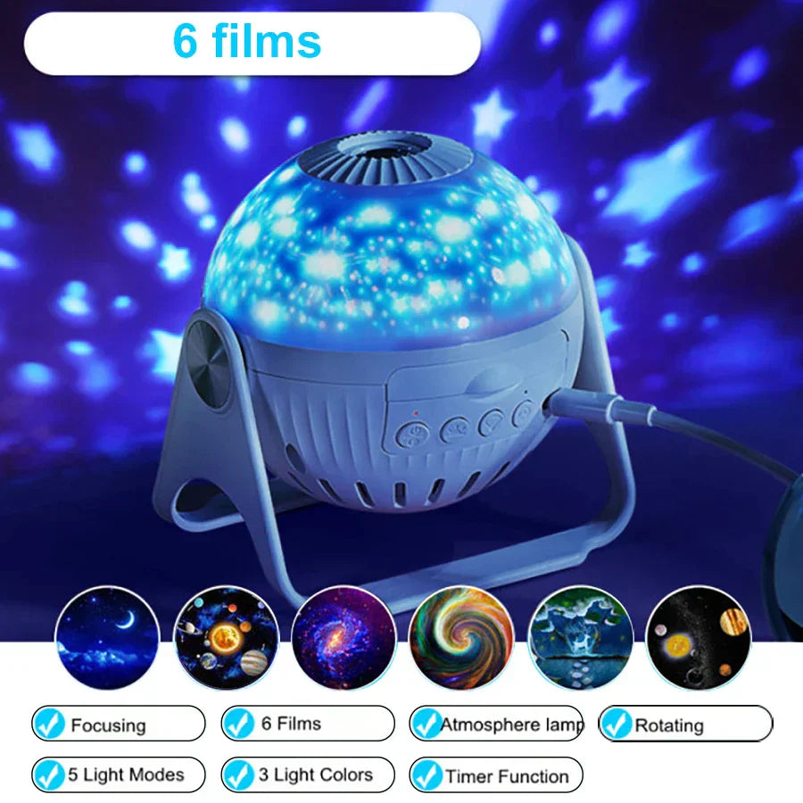 DecorBites™ Galaxy Night Light Projector: 360° Adjustable Star Sky Lamp for Bedroom, Kids' Gift