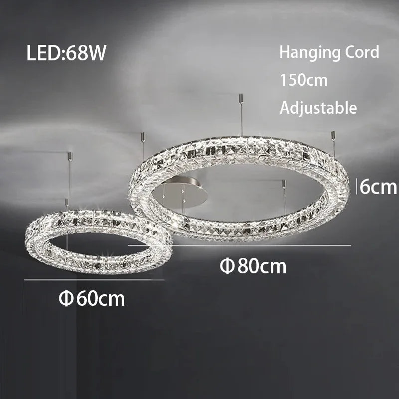 DecorBites™ Crystal LED Chandelier: Modern Luxury Chrome Steel & Clear K9 Crystal Lighting
