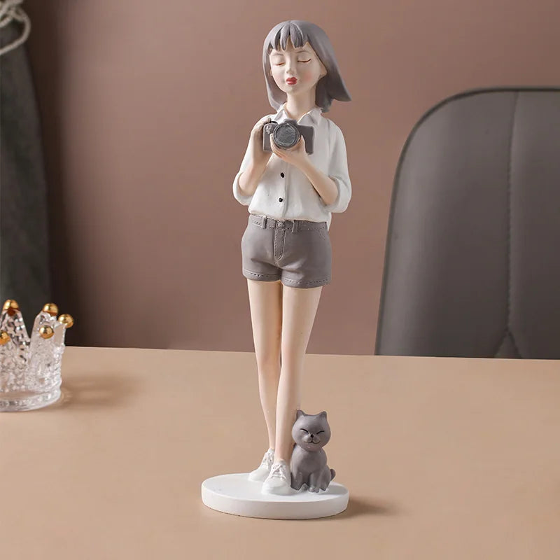 DecorBites™ Kawaii Girl Figurine Sculpture for Room Decor and Desk Accessories
