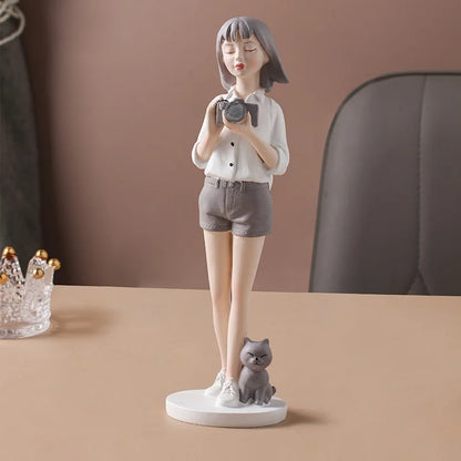 DecorBites™ Kawaii Girl Figurine Sculpture for Room Decor and Desk Accessories
