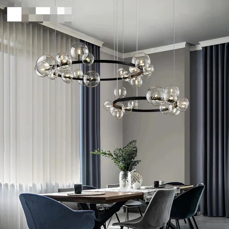 DecorBites™ Clear Glass Bubble Chandelier LED Hanglamp G9 Loft Deco Lighting