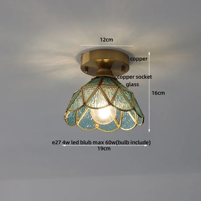 DecorBites™ Blue Flower Glass LED Ceiling Light | Nordic Modern Flush Mount Lamp
