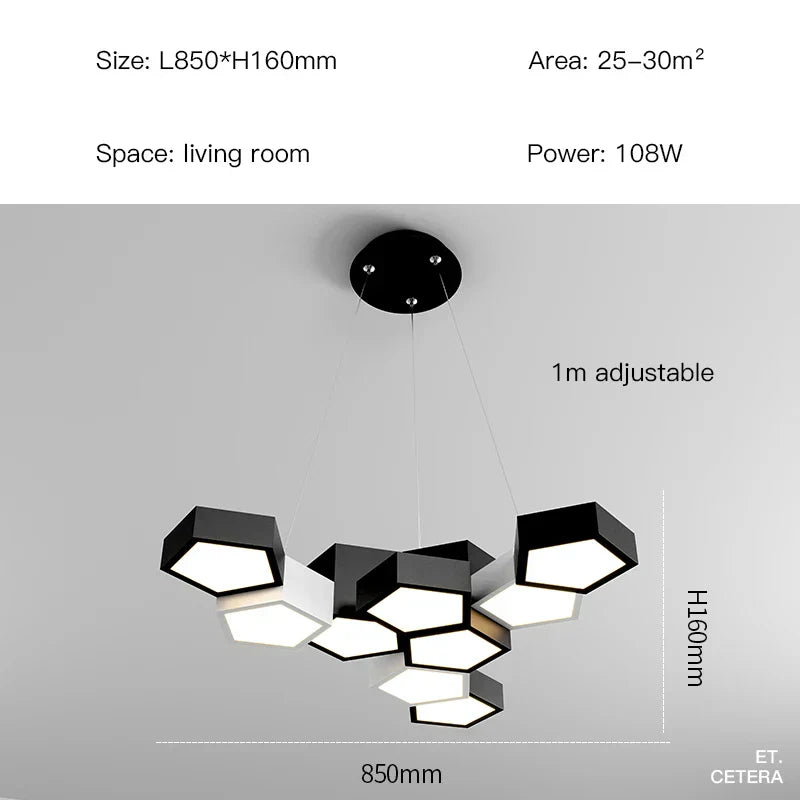 DecorBites™ Black White Diamond LED Ceiling Chandelier for Modern Home and Office