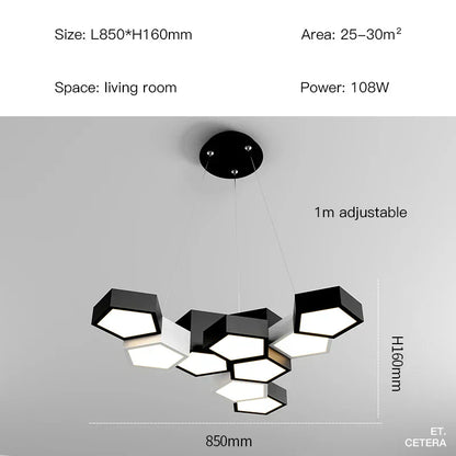 DecorBites™ Black White Diamond LED Ceiling Chandelier for Modern Home and Office