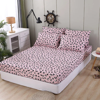 DecorBites™ Golden Feather Fitted Sheet Set: 120/150/180Cm + 2 Pillowcases